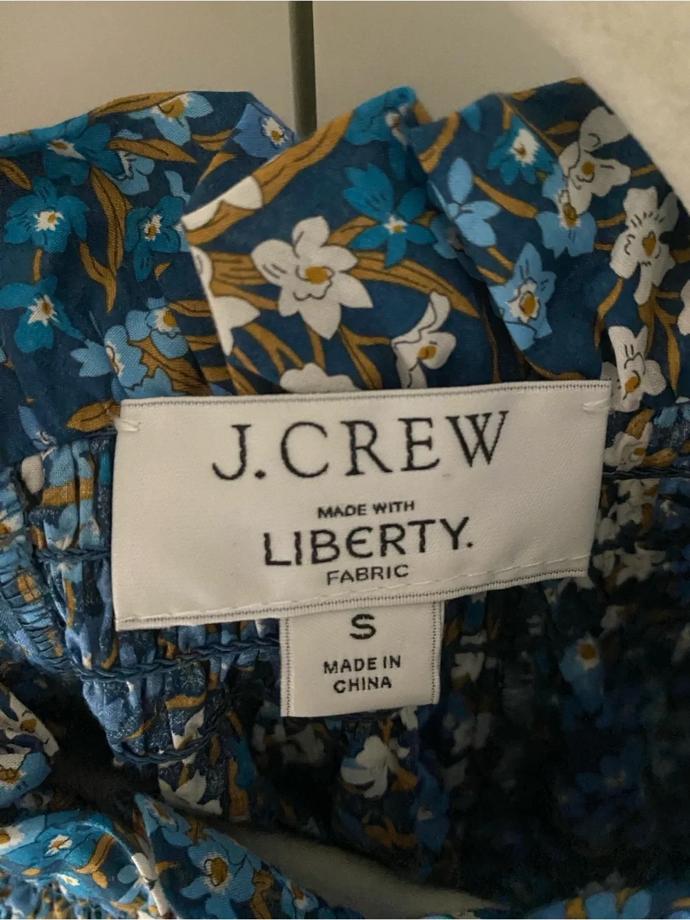 J. Crew Blue Floral Puff-Sleeve Tunic